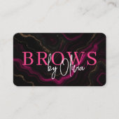 Carte De Visite Luxe rose noir de marbre Brows QR Code (Devant)