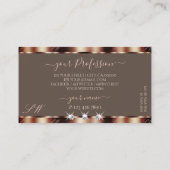 Carte De Visite Luxe Rose Or Brown Sparkle Diamonds Initiales (Dos)