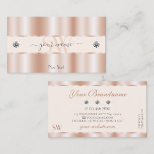Carte De Visite Luxe Rose or étincelant Bijoux Monogram Luxe Glam