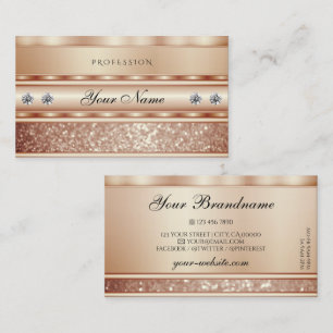 Carte De Visite Luxe Rose or étincelant Parties scintillant Diaman