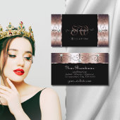 Carte De Visite Luxe Rose or noir bijoux en squigglé Monogramme