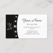 Carte De Visite Luxe Rose Or Noir et Blanc Initiales Diamants (Dos)