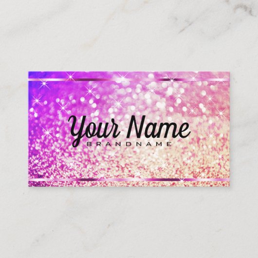 Carte De Visite Luxe Rose Parties scintillant Or Lumineuses Élégan (Devant)