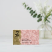 Carte De Visite Luxe Rose Quartz Gold Brush QR Code Médias sociaux (Debout devant)