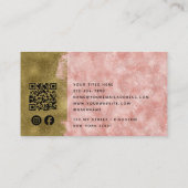 Carte De Visite Luxe Rose Quartz Gold Brush QR Code Médias sociaux (Dos)