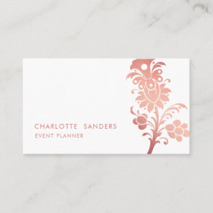 Carte De Visite Luxe rose sombre minimaliste floral chic