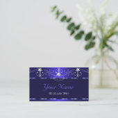 Carte De Visite Luxe Royal Blue Squigles Sparkle Jewels Initiales (Debout devant)