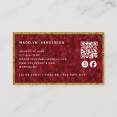 Carte De Visite Luxe Ruby Gold Frame QR Code Social Media Icons (Dos)