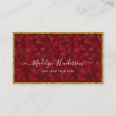Carte De Visite Luxe Ruby Gold Frame QR Code Social Media Icons (Devant)