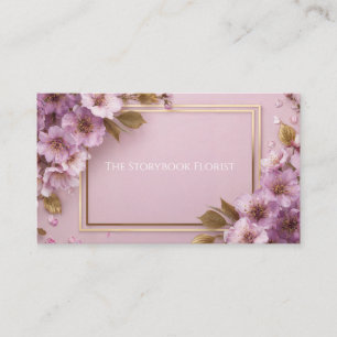 Carte De Visite Luxe Sakura & Feuille d'or Pink violet rose