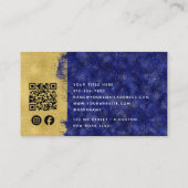 Carte De Visite Luxe Sapphire Gold Brush QR Code Médias sociaux (Dos)