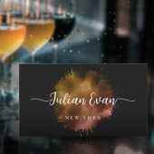 Carte De Visite Luxe Script Black Gold Holographic Event Planner