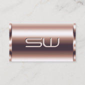 Carte De Visite Luxe Shimmery Rose Gold Optics Faux 3D Initiales (Devant)