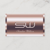Carte De Visite Luxe Shimmery Rose Gold Optics Faux 3D Monogramme (Devant)