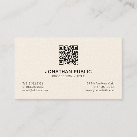 Carte De Visite Luxe Signature Cream Moderne Simple Professionnel (Devant)