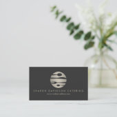 Carte De Visite Luxe Silver Cato Logo Restaurant Dark Grey (Debout devant)