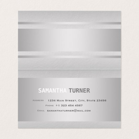 Carte De Visite Luxe Silver Faux Texturé Professionnel (Intérieur déplié)