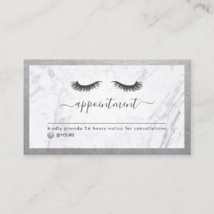 Carte De Visite Luxe Silver & Marble Beauté Eyelash Rendez-vous