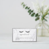 Carte De Visite Luxe Silver & Marble Beauté Eyelash Rendez-vous (Debout devant)