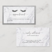 Carte De Visite Luxe Silver & Marble Beauté Eyelash Rendez-vous (Devant / Derrière)