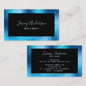 Carte De Visite Luxe simple Fil bleu métallisé (Devant / Derrière)