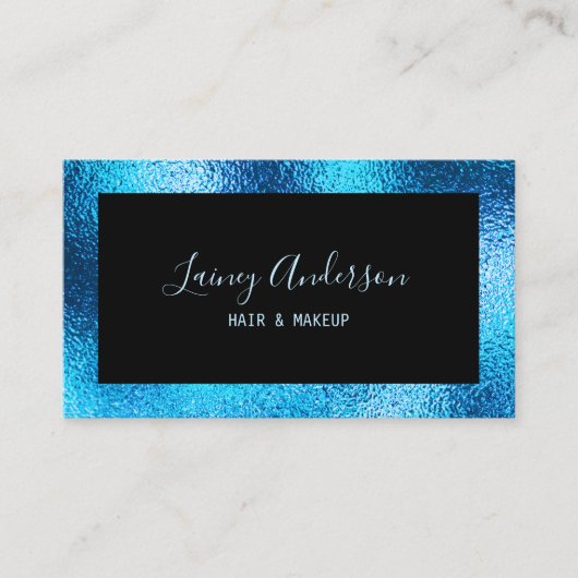 Carte De Visite Luxe simple Fil bleu métallisé (Devant)