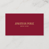 Carte De Visite Luxe sur mesure Elegant Bourgogne Rouge & Or (Devant)