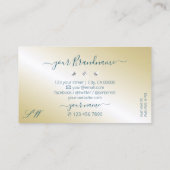 Carte De Visite Luxe Turquoise or Beige Parkling Diamants Initiale (Dos)