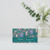 Carte De Visite Luxe Turquoise sous-marin | Coquillages d'or Green (Debout devant)