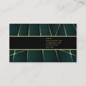 Carte De Visite Luxe vert or élégant professionnel féminin (Dos)