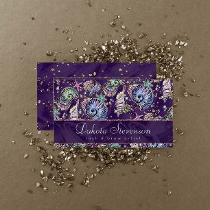 Carte De Visite Luxe violet sous-marine   Dark Pastel Gold Sea Lif