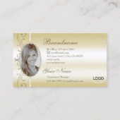 Carte De Visite Luxueuse Crème Or Squigglé Bijoux Logo & Photo (Dos)