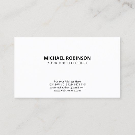 Carte De Visite Luxueuse crête royale blanche | Initiale en noir (Dos)