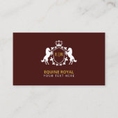 Carte De Visite Luxueuse crête royale blanche | Initiale sur la Bo (Devant)