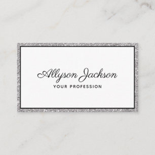 Carte de visite Luxueuse Écriture Pailletée Argent