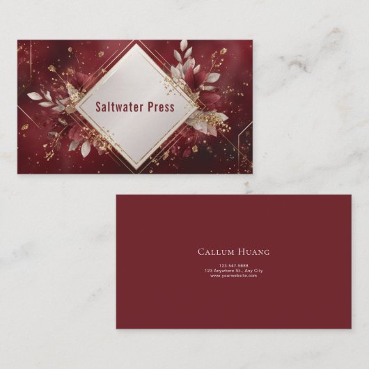 Carte De Visite Luxueuse feuille d'or botanique Bourgogne (Devant / Derrière)