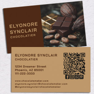 Carte de visite luxueuse marron beige Chocolatier 