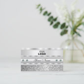 Carte De Visite Luxueuse Parties scintillant à étincelles en argen (Debout devant)