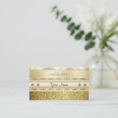 Carte De Visite Luxueuse Parties scintillant d'étincelle or Monogr (Debout devant)