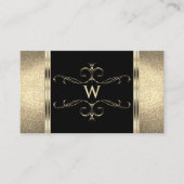 Carte De Visite Luxueuse Parties scintillant d'or noir Monogramme  (Devant)