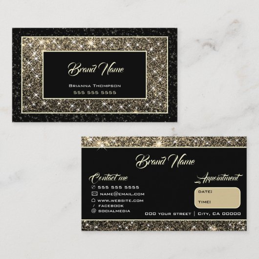Carte De Visite Luxueuse Parties scintillant Or Étoiles chimmersiv (Devant / Derrière)