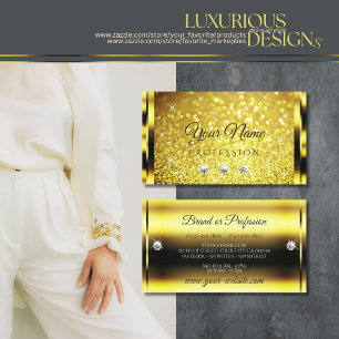 Carte De Visite Luxueuse Parties scintillant Or Étoiles Lumineuse