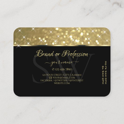 Carte De Visite Luxueuse Parties scintillant Or Lumineuses Étoiles (Dos)
