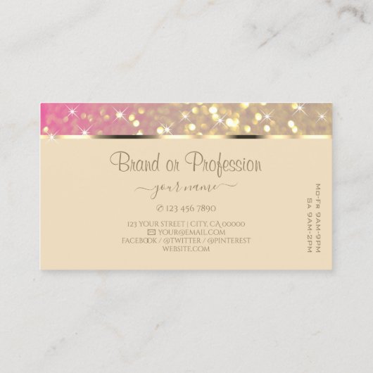 Carte De Visite Luxueuse Parties scintillant violet rose or Étoile (Dos)
