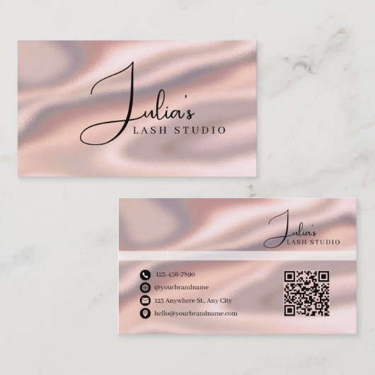 Carte de visite Luxueuse Rose Gold Satin Lash Stud (Devant / Derrière)