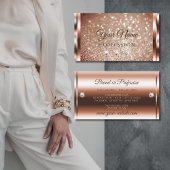 Carte De Visite Luxueuse Rose   Parties scintillant or avec diaman