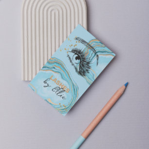 Carte De Visite Luxueuse Turquoise Lash Extension de Marbre Or Cod
