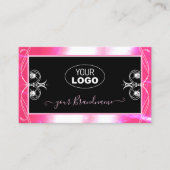 Carte De Visite Luxueux bijoux rose vif ornements Ajouter logo (Devant)