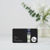 Carte De Visite Luxueux Black Blue Silver Decor Bijoux et logo (Debout devant)