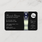 Carte De Visite Luxueux Black Blue Silver Decor Bijoux et logo (Dos)